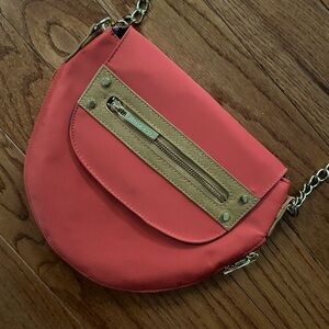 Orange Crossbody/Clutch Purse with gold detail